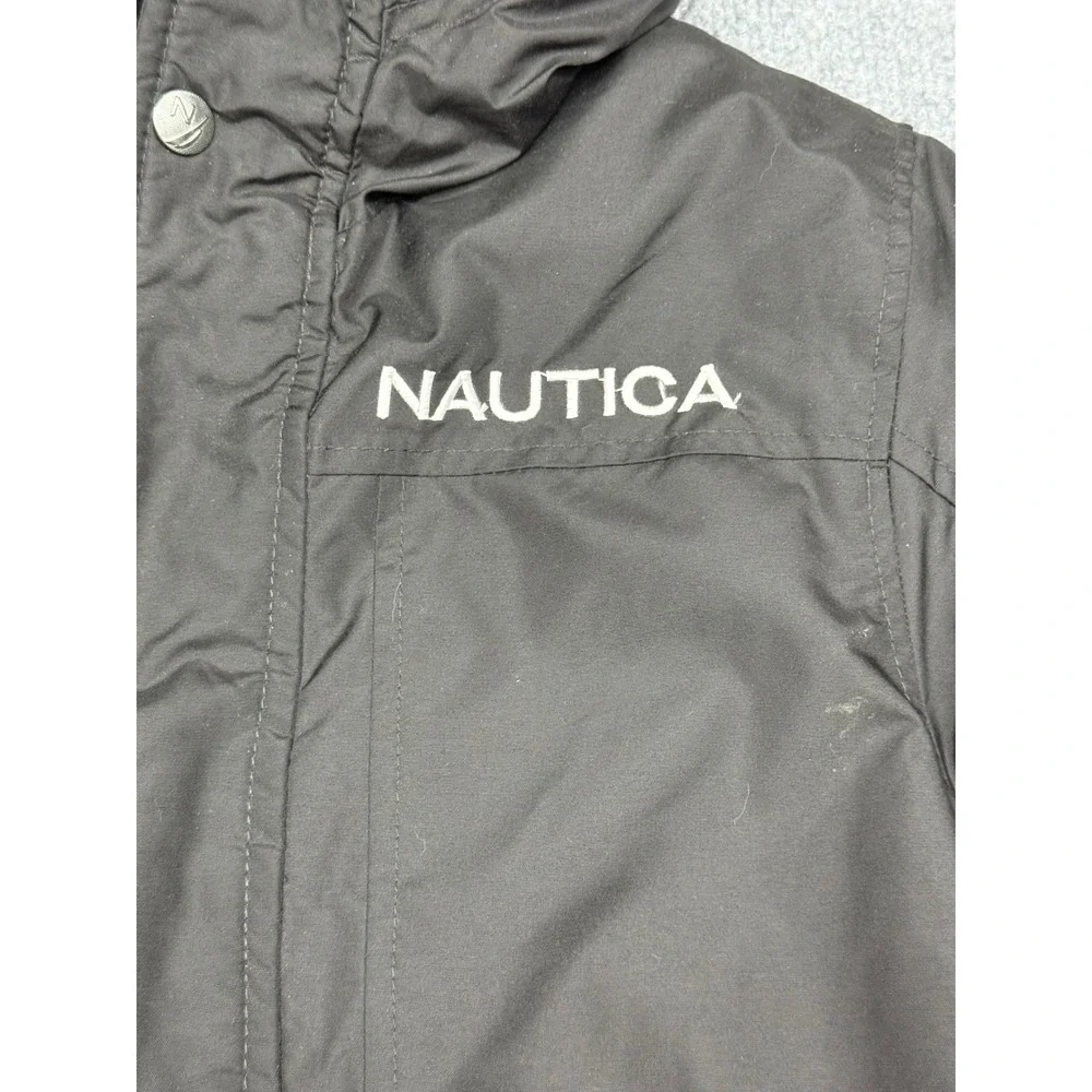 Nautica Kids Black Hooded Winter Parka Jacket Fleece Lined Size M 10/12 1983 USA